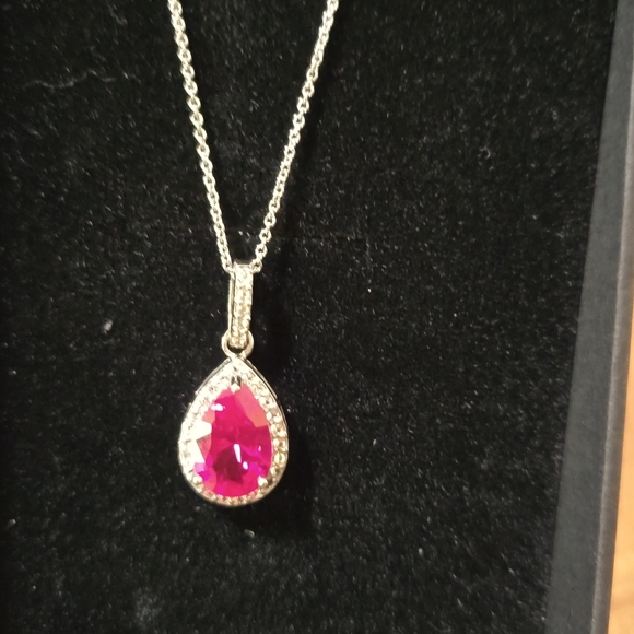 Lab created ruby necklace - Picture 1 of 4